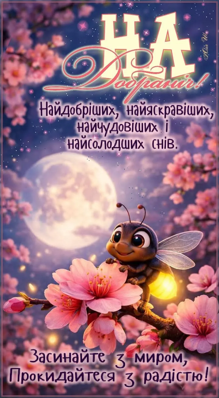 Тепла листівка на добраніч - для красивого побажання перед сном, для особливого моменту